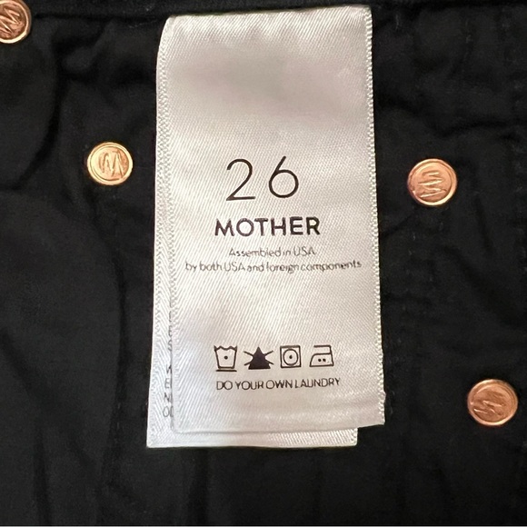 Mother High Waisted Looker Ankle Fray Black Guilty Glitter Racer Stripe Jeans 26 - Picture 16 of 16